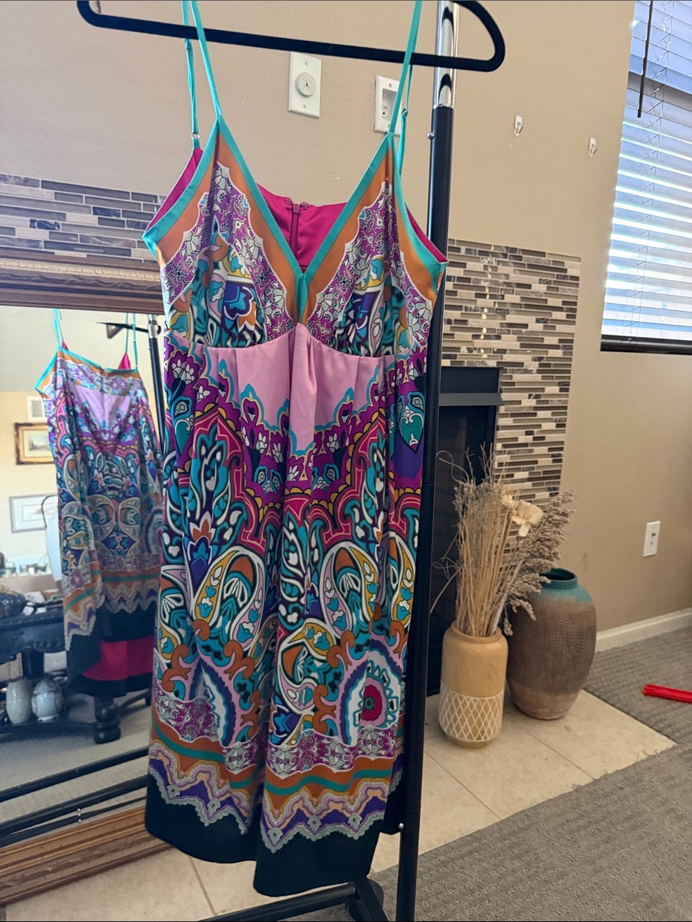 I9 Y2K style Mixit Magenta & Teal Boho Midi Dress